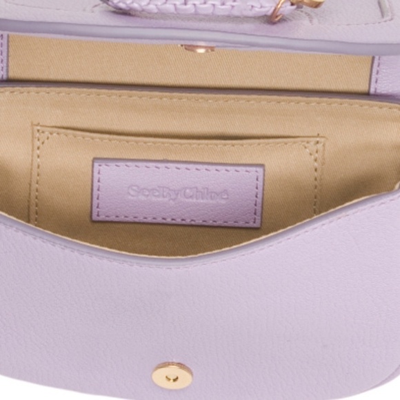 NWT SEE BY CHLOE LILAC Hana Flap Over Leather Crossbody New with Tag - Picture 9 of 9